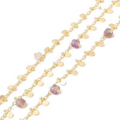 Natural Amethyst Column Beaded Chains CHC-K012-01G-02-1