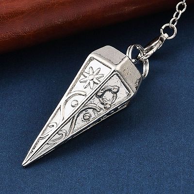 Rack Plating Brass Cone Dowsing Pendulum Pendants AJEW-G064-01P-1