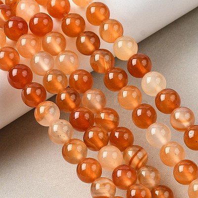 Natural Red Agate Beads Strands G-B167-A12-8mm-1