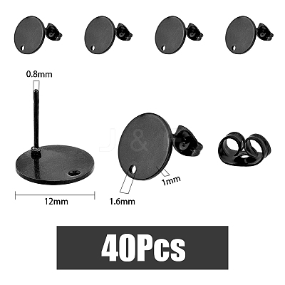 40Pcs 304 Stainless Steel Stud Earring Findings STAS-DC0011-80-1