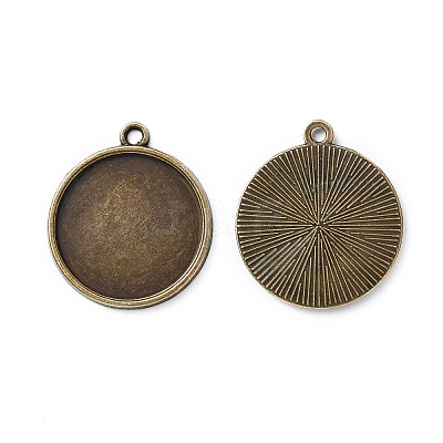 Flat Round Alloy Pendant Cabochon Settings X-PALLOY-N0088-37AB-NF-1