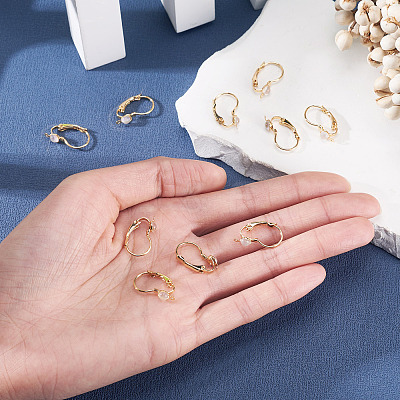 10Pcs Flat Round Brass Glass Leverback Earring Findings KK-TADJ0001-18-1