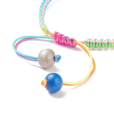 5Pcs 5Pcs Natural Wood Round Braided Bead Bracelets Set BJEW-JB08807-1