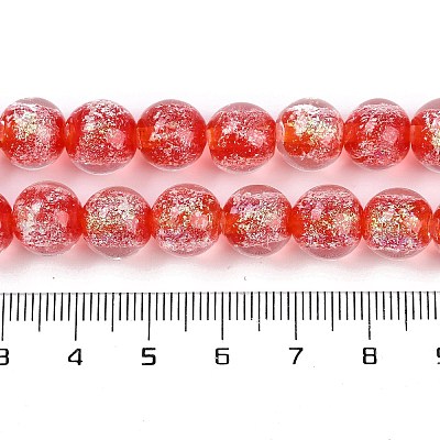 Handmade Gold Foil Lampwork Beads Strands LAMP-Q002-01G-1