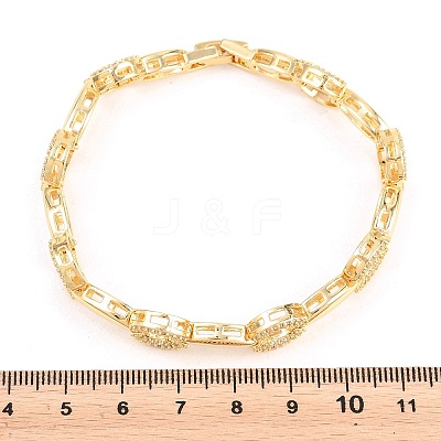 Oval Brass Micro Pave Clear Cubic Zirconia Link Chain Bracelets for Women BJEW-T025-03C-G-1