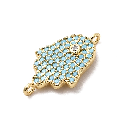 Religion Brass Micro Pave Cubic Zirconia Connector Charms KK-H529-01A-G01-1