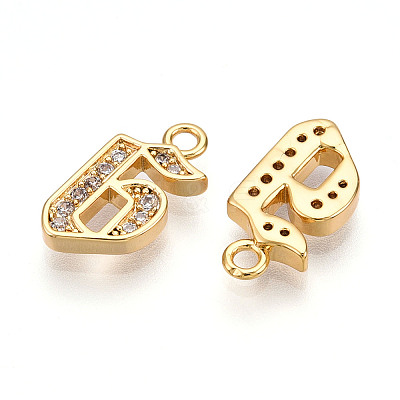 Brass Micro Pave Cubic Zirconia Charms KK-N261-104G-G-1