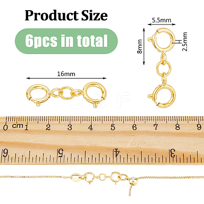 6Pcs 925 Sterling Silver Double Spring Ring Clasps STER-DC0001-17G-1