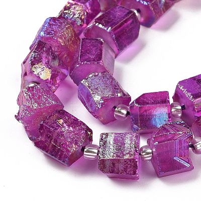 Electroplated Natural Quartz Beads Strands G-G767-02-07-1