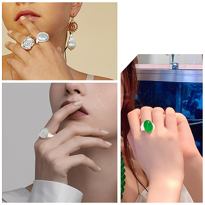 16Pcs 4 Size Adjustable Brass Finger Rings Components KK-CA0002-22S-1