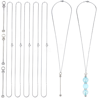 6Pcs 304 Stainless Steel Cable Chain Necklaces MAK-SC0001-46-1