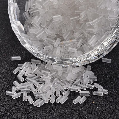 Tube Transparent Colours Round Hole Glass Bugle Beads SEED-I001-1-1