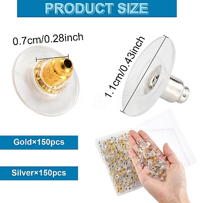 150Pairs 2 Colors Brass Bullet Clutch Bullet Clutch Earring Backs with Pad KK-YW0002-78-1