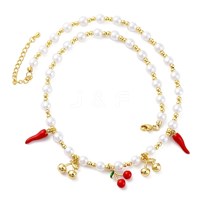 Brass Micro Pave Clear Cubic Zirconia Beaded Necklaces NJEW-Z059-04G-05-1