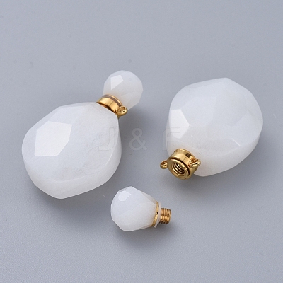 Faceted Natural White Jade Openable Perfume Bottle Pendants G-E564-08A-G-1