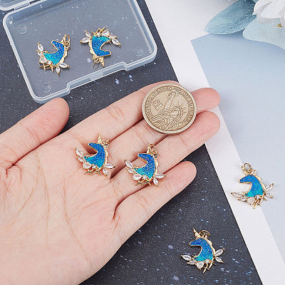 6Pcs Rack Plating Brass Micro Pave Cubic Zirconia Pendants KK-BBC0003-15-1