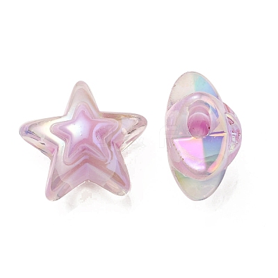 UV Plating Rainbow Iridescent Transparent Acrylic Beads OACR-C007-06E-1