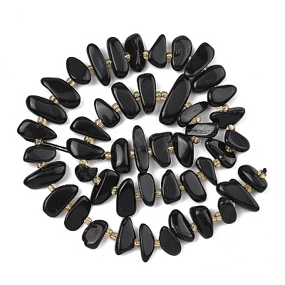 Natural Black Onyx(Dyed & Heated) Beads Strands G-F821-A03-01-1