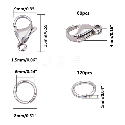 304 Stainless Steel Lobster Claw Clasps STAS-PH0019-53P-1