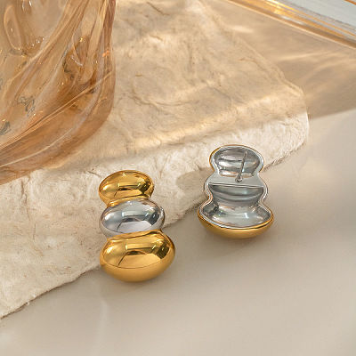 Two Tone 304 Stainless Steel Stud Earrings for Women FM7077-1