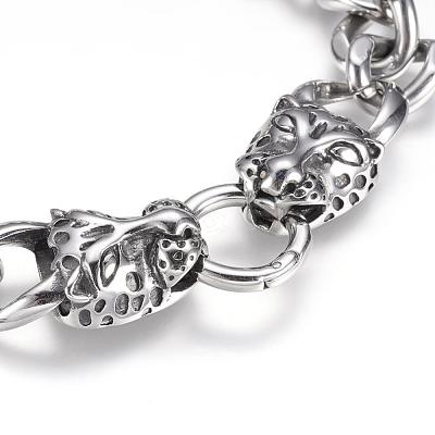304 Stainless Steel Curb Chain Bracelets BJEW-F274-01AS-1