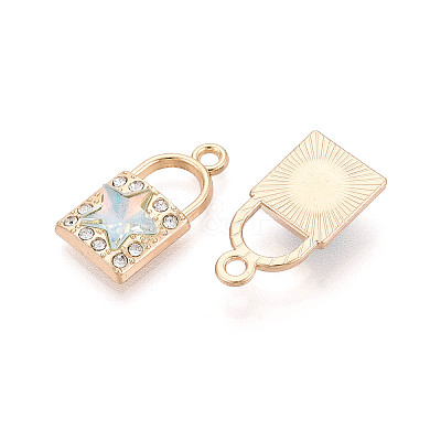 Rack Plating Alloy Rhinestone & Glass Pendants PALLOY-T092-90M-G-1
