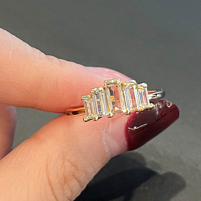 Brass Micro Pave Clear Cubic Zirconia Finger Rings FS-WGE2097-03-1