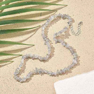 Natural Supper 7 Rutilated Quartz Chip Beaded Necklaces for Men Women NJEW-G159-01D-1