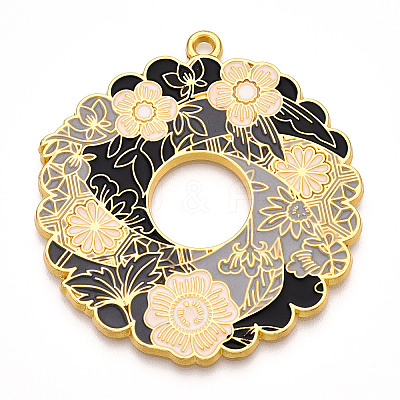 Rack Plating Alloy Enamel Big Pendants ENAM-N056-394-G-1