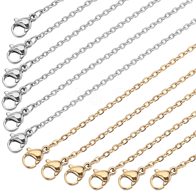 20Pcs 2 Colors 304 Stainless Steel Cable Chain Necklaces Set STAS-SC0006-21-1
