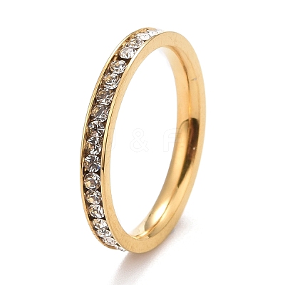 304 Stainless Steel Rhinestone Rings Set STAS-D178-01B-1