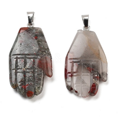 Natural African Bloodstone Carved Pendants G-K369-01P-08-1