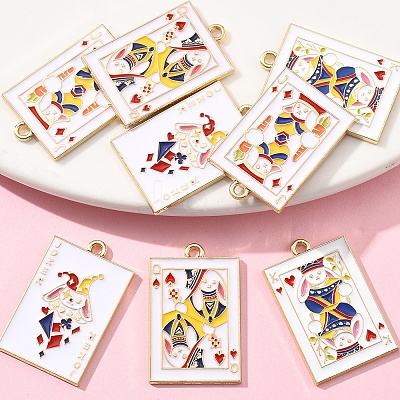 8Pcs 4 Styles Rack Plating Alloy Enamel Pendants ENAM-FS0002-73-1