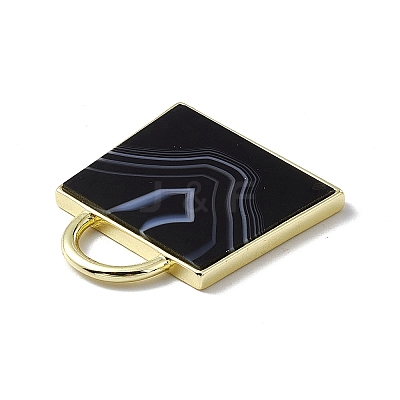 Natural Dyed & Heated Black Agate Pendants G-G977-04G-01-1