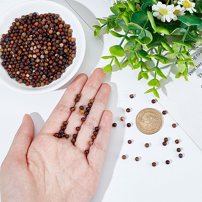 5 Strands Natural Chinese Writing Stone Round Beads Strands G-NB0004-41-1