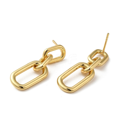 Rack Plating Brass Hollow Oval Dangle Stud Earrings for Women X-EJEW-Z019-13G-1