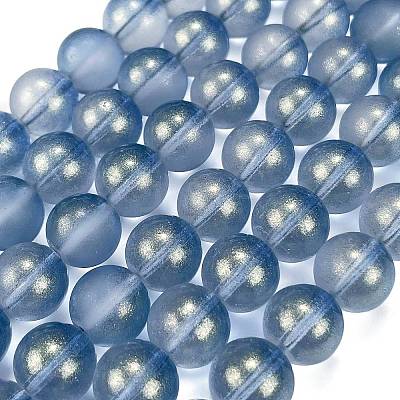 Frosted Transparent Glass Bead Strands GLAA-P065-10mm-10-1