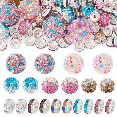 66Pcs 5 Styles Polymer Clay Pave Rhinestone Beads DIY-TA0013-93-1