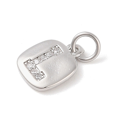 Rack Plating Brass Micro Pave CLear Cubic Zirconia Charms KK-E110-14P-L-1