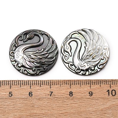 Natural Black Lip Shell Carved Cabochons SHEL-G024-03A-1