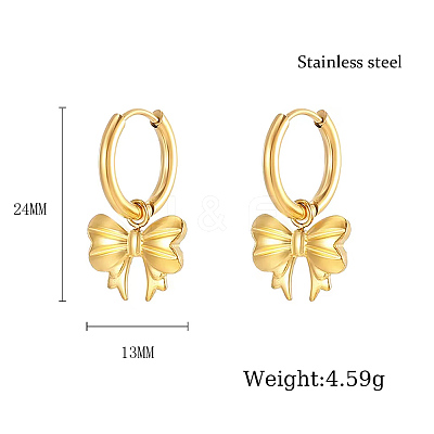 304 Stainless Steel Bowknot Dangle Earrings UM1027-1-1