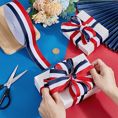 Polyester Grosgrain Ribbon OCOR-WH0111-07A-1