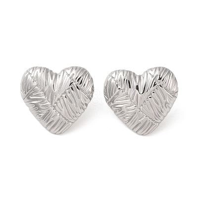 Non-Tarnish Heart 304 Stainless Steel Stud Earrings for Women EJEW-L272-033P-01-1
