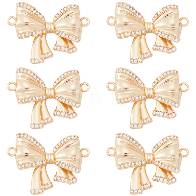 8Pcs Brass Micro Pave Clear Cubic Zirconia Connector Charms KK-BBC0018-59-1