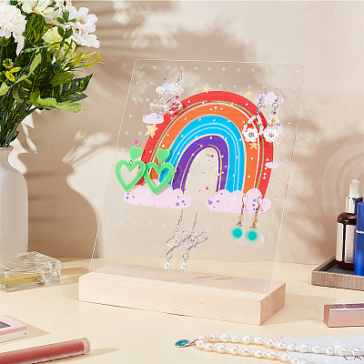 Transparent Acrylic Slant Back Earring Display Stands EDIS-WH0035-20B-02-1