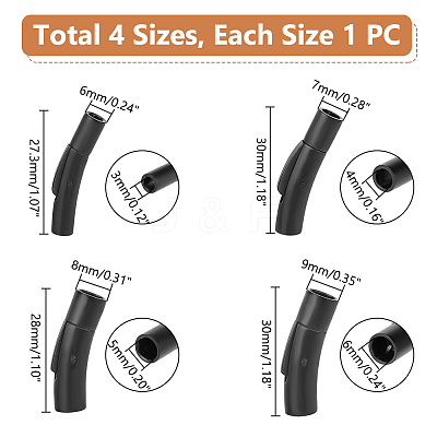 4Pcs 4 Styles Column 304 Stainless Steel Matte Bayonet Necklace Clasps with Push Button STAS-UN0052-64-1
