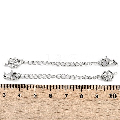 Brass Micro Pave Cubic Zirconia Ends with Chains KK-U043-04P-1