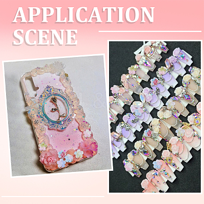 180Pcs 6 Colors Flower Resin Cabochons MRMJ-SC0001-58-1