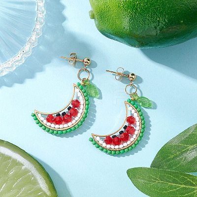 fruits Glass Stud Earrings EJEW-MZ00524-02-1