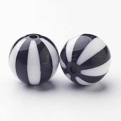 Colorful Stripe Chunky Bubblegum Acrylic Beads SACR-ZX010-9-1